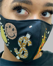 Load image into Gallery viewer, Ambiance by Bernadette Hoodie EMOJ BLACK HOODIE WITH CRYSTAL SHOELACE TIE