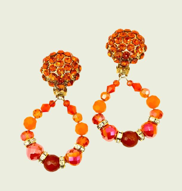 Ambiance by Bernadette Earrings Assorted Orange Crystal Hoops