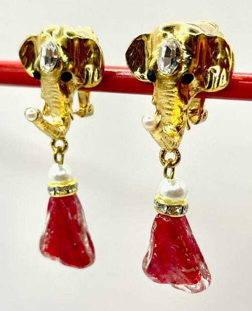 Ambiance by Bernadette Earrings Dangling 3-D Elephant Clip-on Earrings