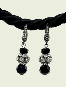 Ambiance by Bernadette Earrings Jet and Clear Crystal Earrings