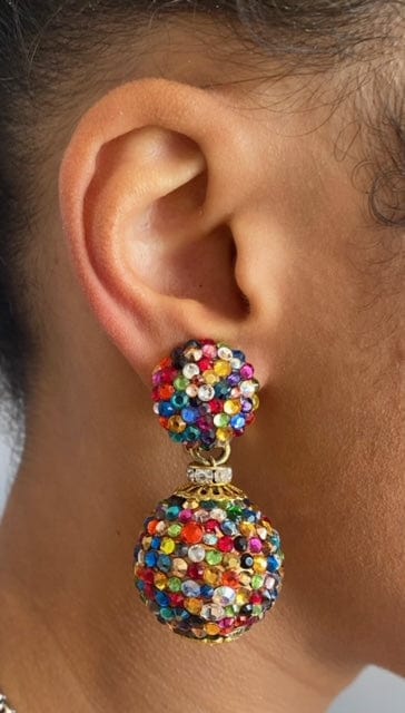 Ambiance by Bernadette Earrings Multi-Color Crystal Ball