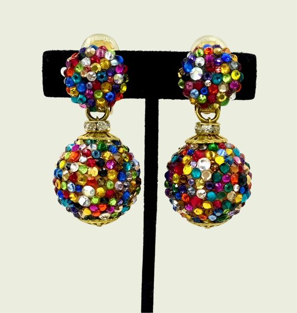 Ambiance by Bernadette Earrings Multi-Color Crystal Ball