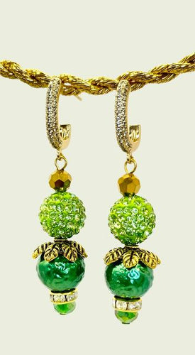 Ambiance by Bernadette Earrings Peridot Crystal and Emerald Dangle Earrings