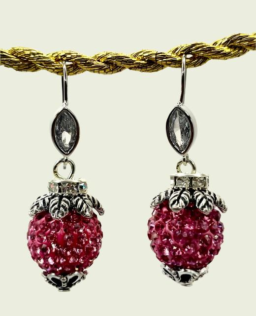 Ambiance by Bernadette Earrings Rose Pink Crystal Resin Ball
