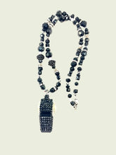 Load image into Gallery viewer, Ambiance by Bernadette Necklace Austrian Crystal Jet/Clear Whistle Necklace
