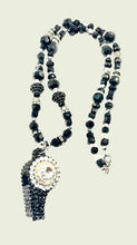 Load image into Gallery viewer, Ambiance by Bernadette Necklace Austrian Crystal Jet/Clear Whistle Necklace
