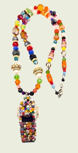 Ambiance by Bernadette Necklace Multi-color Austrian Crystal Beaded Whistle Necklace