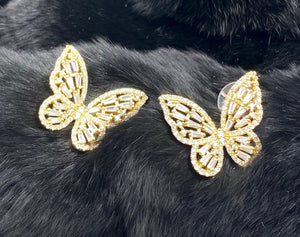 Ambiance by Bernadette Earrings GOLD BUTTERFLY CZ STUDS