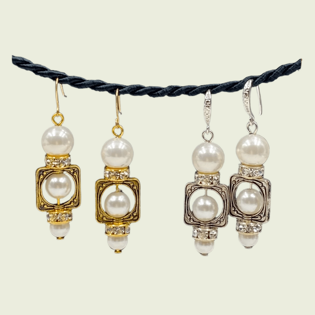 Ambiance by Bernadette Earrings Pearl Antique Drops