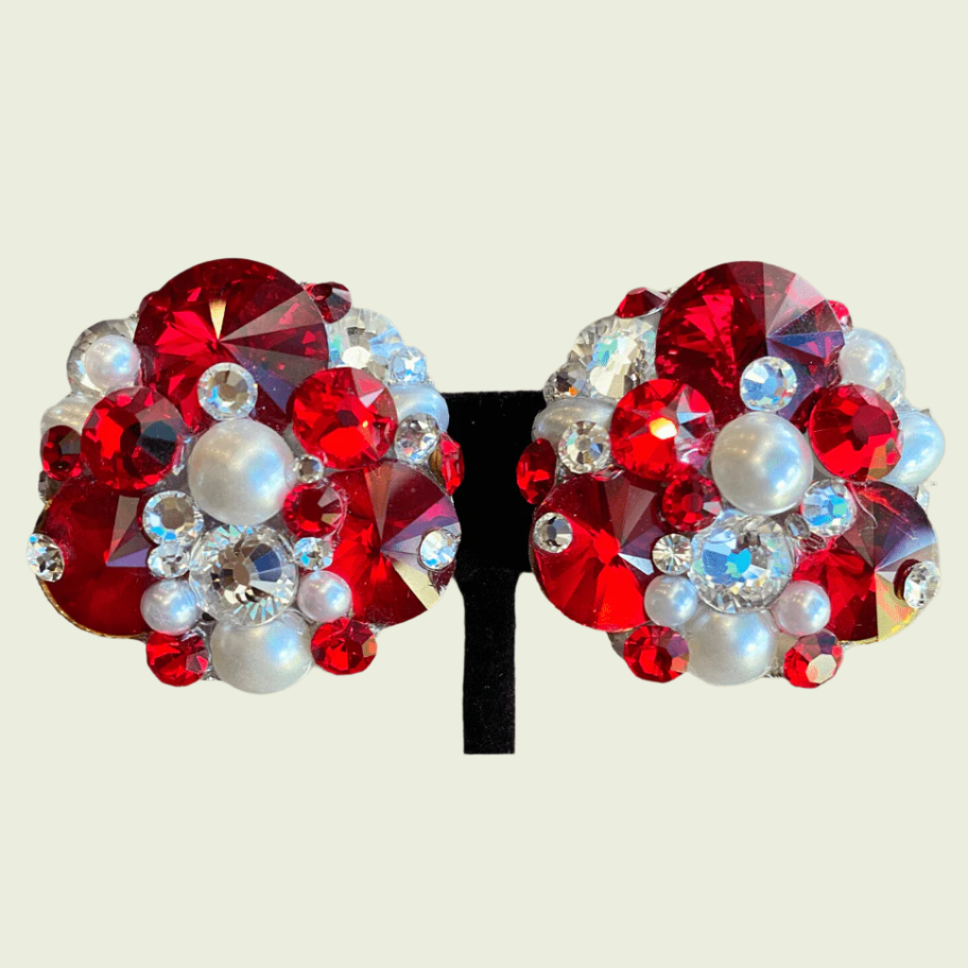 Ambiance by Bernadette Earrings Ruby Cluster Clip- On's