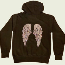 Load image into Gallery viewer, Ambiance by Bernadette Hoodie HOODIE-CRYSTAL LIPS/WINGS ON BACK/CRYSTAL LACE TIE
